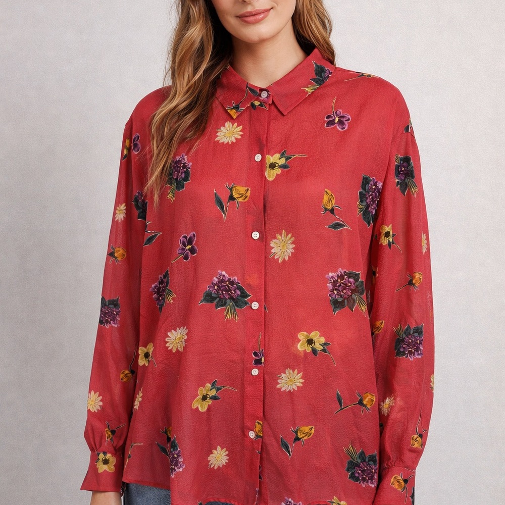 Designer Silk Floral pink Women's Top size 8